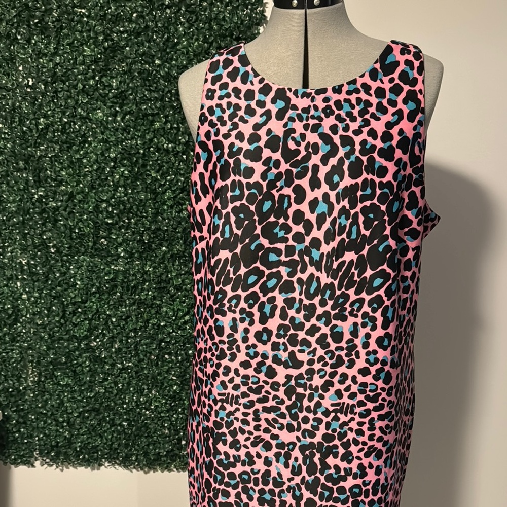 Pappagallo Pink and Blue Leopard Print Dress - Picture 2 of 5